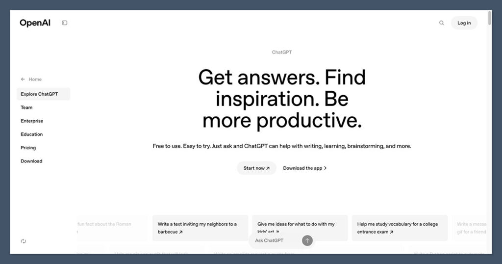 ChatGPT Homepage