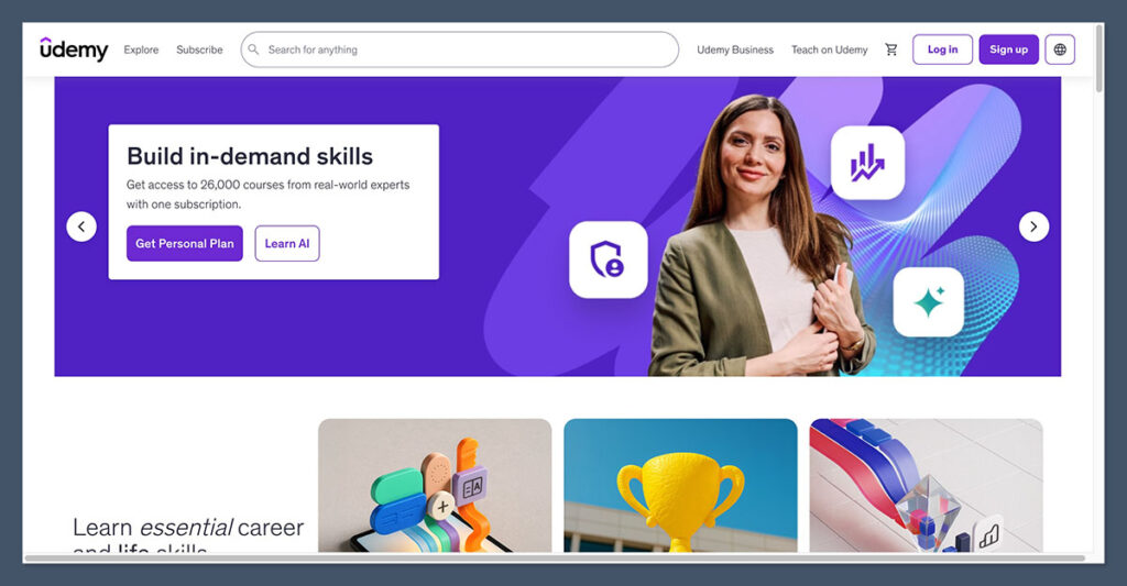 udemy homepage